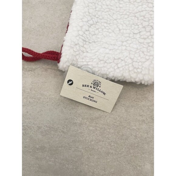 Christmas Knit Stocking 17" Red White Embroidered Letter R Cuff Bee & Willow NEW - Picture 9 of 9